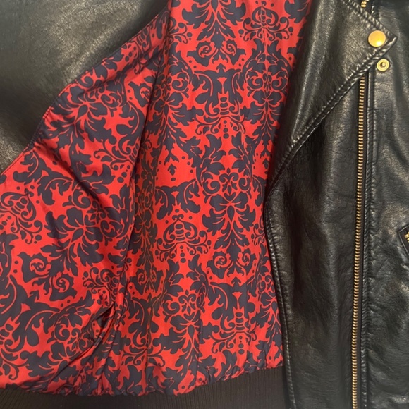 Free People Modern Vegan Bomber Jacket Gold Zip Up Moto Faux-Leather - Picture 2 of 6